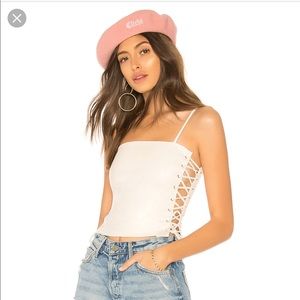 Sky faux leather cami